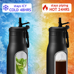 Botella de Agua Deportiva Fayren de Acero Inoxidable con Aislamiento al Vacío, Tapa Antiderrames, 350ml, 500ml, 750ml, con Pajita - Product Image 4