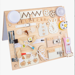 Puzzle per bambini strumenti <span class=keywords><strong>didattici</strong></span> per educazione precoce Montessori sblocca tavolo da disegno multifunzionale in legno per bambini - Product Image 4