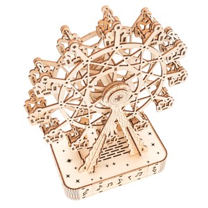 Rompecabezas de Madera 3D Personalizado, Rueda de la Fortuna Giratoria con Música, Modelo de Catedral de Madera, Rompecabezas para Niños, Clase de Dibujo y Manualidades - Product Image 4