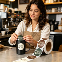 Etiquetas Adhesivas Personalizadas Impresas a Medida, Resistentes al Agua, de Vinilo para Envasado de Alimentos como Miel, Mermelada y Café