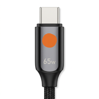 Kabel Pengisi Daya USB C ke USB C 65W Hitam dengan Jalinan Kabel Tipe C untuk Ponsel, Tablet, Laptop, Mobil, dan Perjalanan