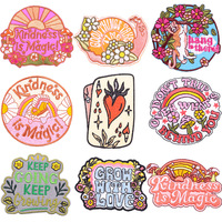 8IN Bordir Kebaikan Adalah Keajaiban Tumbuh Bersama Cinta Positif Retro Inspiratif Patch Setrika untuk Pakaian Ransel Jaket DIY