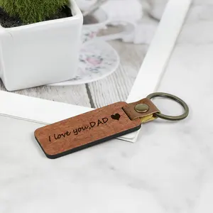 Wood Key Ring OEM ODM Blank Engravable Wholesale Wooden Key Ring with Name