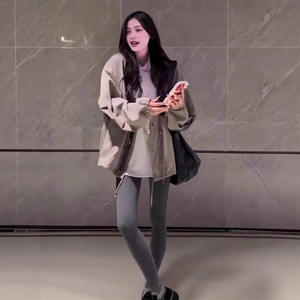 Retro Mid-Length British Style PU Polyester Windproof <strong>Trench</strong> <strong>Coat</strong> <strong>Petite</strong> <strong>Women</strong> 2025 Autumn New Arrival Niche Design Loose Fit - Product Image 3