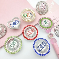 51302 Meilleures ventes : Accessoires DIY pour stylos, lettres en strass, perles en alliage plaqué creux avec diamants, perles lettres OES Sororité Grecque