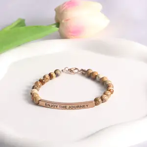 Groothandel Soorten Natuursteen Elastische Graveren Inspirerende Woorden Zus Liefde Vriend Moeder Kralen Armband Voor Vrouwen En Mannen