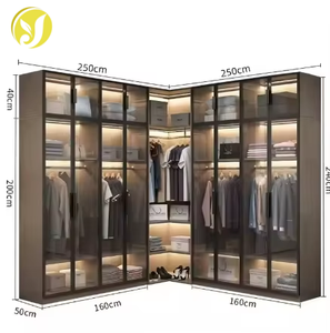 Bedroom Furniture Modern Design Mirror Glass Door Wooden <strong>Wardrobe</strong> Walk In Closet - Product Image 2