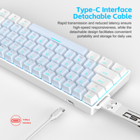 Teclado Mecánico para Juegos HXSJ V900 con Cable USB Tipo-C, 61 Teclas, Retroiluminación LED, Nuevo, Portátil, Compacto, para PC Gamer