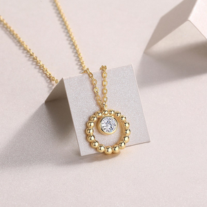 Collar con Colgante <span class=keywords><strong>Solitario</strong></span> Circular de Plata S925 de Lujo - Joyería Minimalista con Círculo Abierto para Mujer, Uso Diario, Regalo - Product Image 6