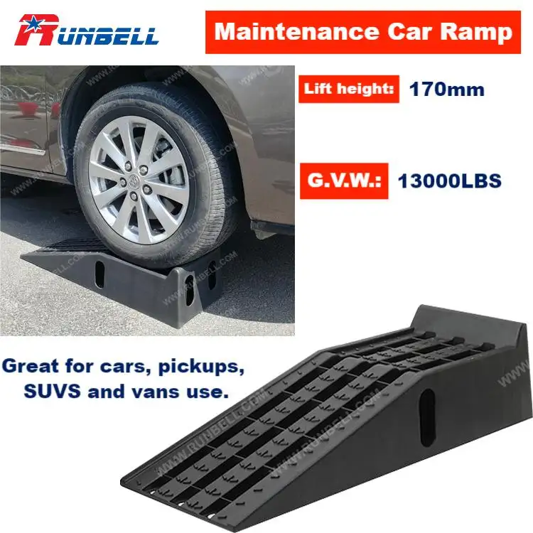 PAIR OF STEEL METAL AUTO CAR VEHICLE LIFT TIRE RAMPS FOR CAR MAINTENANCE 