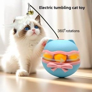 Nuevo Juguete Eléctrico para Gatos con Cabeza de Gato, Palo de Entrenamiento y Entretenimiento, Plumas, Cascabeles, Material PP Resistente y Masticable, Lindo para Mascotas - Product Image 4