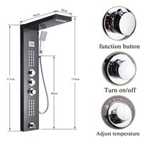 Vente directe usine – Panneau de douche mural en acier inoxydable avec mitigeur monocommande, cartouche céramique, jet pluie et LED