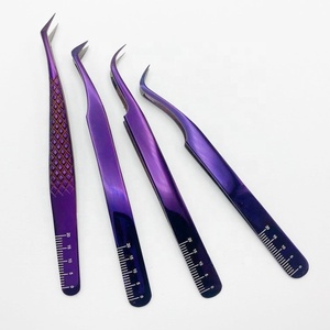 Pinzas de extensión de pestañas de acero inoxidable sostenibles con logotipo personalizado más vendidas Punta puntiaguda de Color de plasma para uso en belleza - Product Image 3