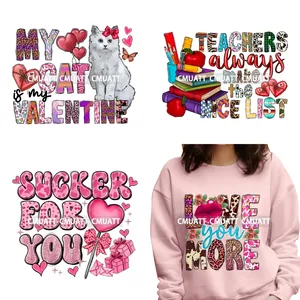Love Sweet Heart Sucker For You Teacher Dog Cat Valentine Vibes Iron On DTF Transfer Stickers Listo para presionar para sudaderas con capucha Bolsas - Product Image 1