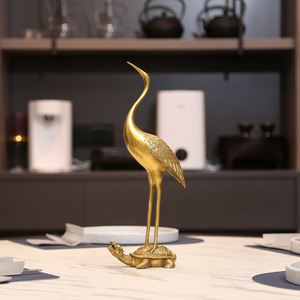 Copper World Brass Tortoise And Crane Ornament Antique Color Desktop Decor Home Office Gift For Elders Chinese Style Decoration - Product Image 3