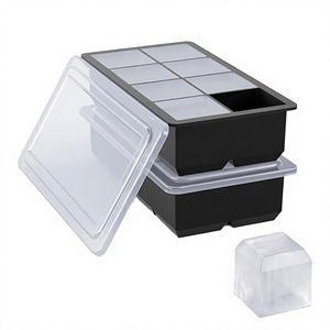 Bac à glaçons en silicone avec couvercle, empilable, facile à démouler, sans BPA, compatible lave-vaisselle et congélateur, moule à glaçons manuel 1L - Product Image 2