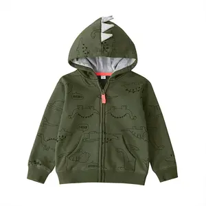 New fashion dinosaur printing wholesale zipper hoodies kids for boys in spring autumn