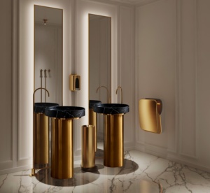<span class=keywords><strong>Lavabo</strong></span> <span class=keywords><strong>de</strong></span> Pedestal Independiente <span class=keywords><strong>de</strong></span> Acero Inoxidable 304, Estilo Moderno y Lujoso, Redondo, Dorado, <span class=keywords><strong>con</strong></span> <span class=keywords><strong>Lavabo</strong></span> <span class=keywords><strong>de</strong></span> Piedra Artificial - Product Image 1