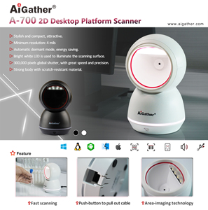 Lecteur de codes-barres 2D de bureau, best-sellers des supermarchés, lecteur de codes QR, IP52, omnidirectionnel, <span class=keywords><strong>scanner</strong></span> de codes-barres A-700+ - Product Image 3