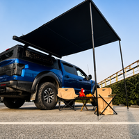 Tente de toit de voiture rétractable, abri solaire imperméable, type à armature droite, cadre en aluminium, camping quatre saisons, auvent latéral double
