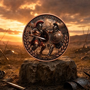 Moneda Conmemorativa de Cobre Fino .999 de 1oz con Relieve de Borde de Laurel del Coliseo de la Batalla de <span class=keywords><strong>Duelo</strong></span> de Gladiadores Romanos, Artesanía Metálica - Product Image 1
