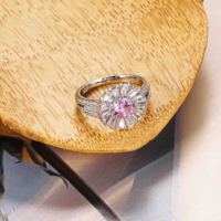 CM bijoux vente en gros vente directe en laiton plaqué or rose fleur mignon mode anneau haut 5A rond cubique zircone anneaux pour les femmes