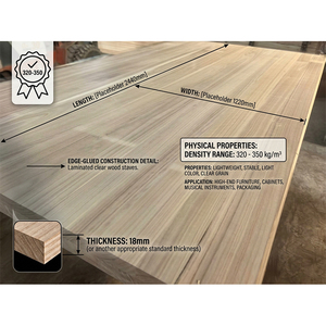 Pannelli in Legno Massello di Paulownia 4x8 15mm 18mm / Tavole in Paulownia con Bordi Incollati per la Realizzazione di Mobili - Product Image 1