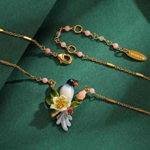 Collar con colgante de flor blanca y pájaro de las buenas <span class=keywords><strong>noticias</strong></span> en 3D esmaltado, joyería de animales linda para mujer - Product Image 4
