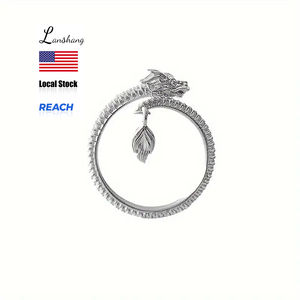 Cincin halus Punk dapat diatur desain naga cincin tembaga zirkonia kubik untuk wanita pria simbol kekuatan dan keberuntungan - Product Image 1