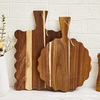 Plateau en bois d'acacia double face, épais, de forme irrégulière, à bords festonnés, pour snacks, pain, planche à découper, plateau à steak, fruits