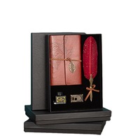 Offre Spéciale Antique cuivre plume stylo cadeau ensemble A5 cuir couverture rigide calligraphie plume stylo encre cahier acier conseils pour dessin