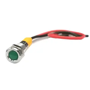 Dia. 6mm Metal Waterproof 12v Green led Indicator Light Signal Lamp With 2 wire