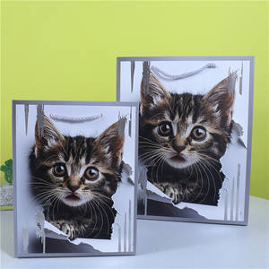 Bolsa de Regalo de Cartulina Blanca <span class=keywords><strong>Felidae</strong></span>, Serie Oro Caliente, Bolsa de Mano para Tienda de Mascotas, Bolsa de Regalo para Gatitos al por Mayor - Product Image 1