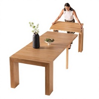 Table à manger extensible moderne en bois massif, personnalisable en gros, directement de l'usine, 2 à 12 places, mobilier de cuisine gain de place