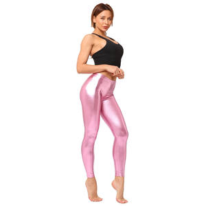 Truen nouveau estampage à chaud imitation <span class=keywords><strong>cuir</strong></span> femmes Leggings haute respirant couleur bonbon discothèque minceur pantalon pas facile à décolorer - Product Image 4
