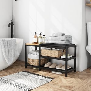 SENYU Modern Metal <b>Shoe</b> Rack With 3 Shelves <b>Storage</b> <b>Bench</b> For Bedroom Entryway Home Furniture Minimalist Design Space Saving - Product Image 5