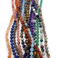 Cuentas de Piedras Preciosas Naturales Facetadas en Forma de Estrella para Joyería DIY, Diferentes Materiales/Tamaños/Colores a Elegir, Longitud Aprox. 38cm 1592865
