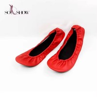 Nouvelle mode femmes chaussures pliables dans le sac cadeau de promotion Roll Up ballerine chaussures de ballerine jetables