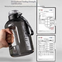 Bouteille d'eau de sport grande capacité 1,2L-5L en PC Tritan de qualité alimentaire, gourde de gym anti-fuite avec paille et poignée pour l'entraînement d'athlétisme