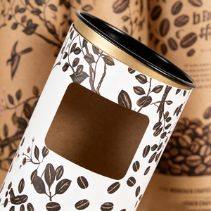 White <b>Paper</b> Tube Packaging with Clear Window for Coffee Beans, Recyclable Craft <b>Paper</b> Four-Color Printing Design - Product Image 5
