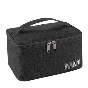 Low MOQ Available Unfolding Travel Face Skin Black Pu Private Label Custom Makeup Eco Cosmetic Storage Bag