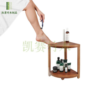Tabouret de salle de bain en bois d'acacia Kaiser avec étagère de rangement 30x30x45cm, siège de douche en bois massif pour personnes âgées - Product Image 3