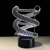 Lámpara Decorativa de Mesa de Diseño Moderno con Modelo de ADN 3D, Mini Luz Nocturna LED Acrílica con Control Táctil y 7 Colores Cambiantes