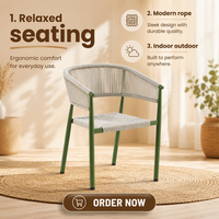 Chaise d'extérieur empilable en métal moderne, style bistrot, avec tressage en corde et rotin, qualité commerciale, imperméable – Offre Spéciale