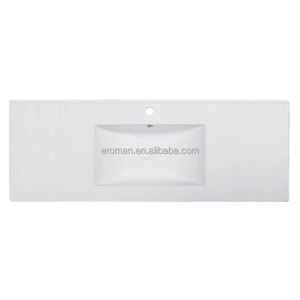 Современная белая квадратная керамическая раковина EROMAN для ванной комнаты с креплением под смеситель с одним отверстием и сливом, гарантия 5 лет для отелей - Product Image 1