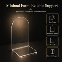 Support de livre en forme d'arche minimaliste transparent personnalisé pour la maison, le bureau, la bibliothèque, la librairie, support de livre en acrylique