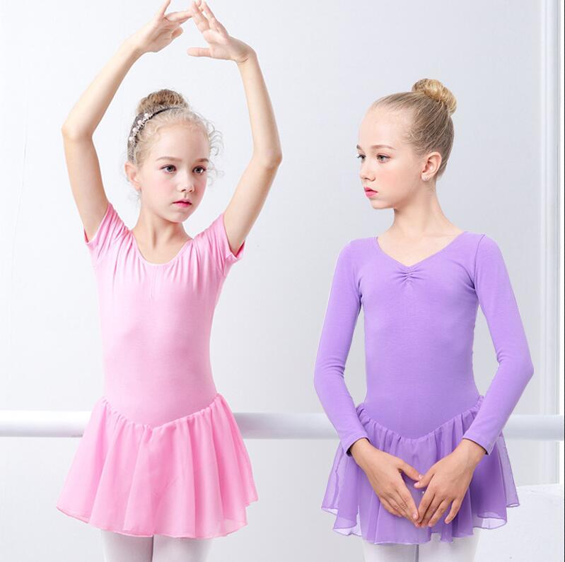 Детская Одежда для танцев, гимнастическое трико, балетное тренировочное платье с коротким рукавом для девочек