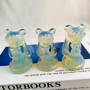Figuras de Pokémon de cristal de ópalo blanco, esculturas de Pokemon de cristal tallado de <span class=keywords><strong>Monster</strong></span> Pikachu, venta al por mayor - Product Image 2
