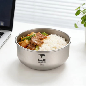 Bol Keith Ti5333 en titane pur de qualité supérieure, écologique, moderne, minimaliste, gris argenté, réutilisable, portable, empilable, 400 ml, sablé - Product Image 3
