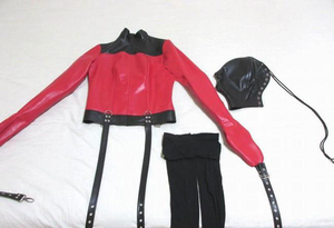 BDSM prisonnier veste droite en cuir tenue de retenue sexe corps camisole de force avec couvre-chef Bondage Gear pour Couple amoureux - Product Image 2